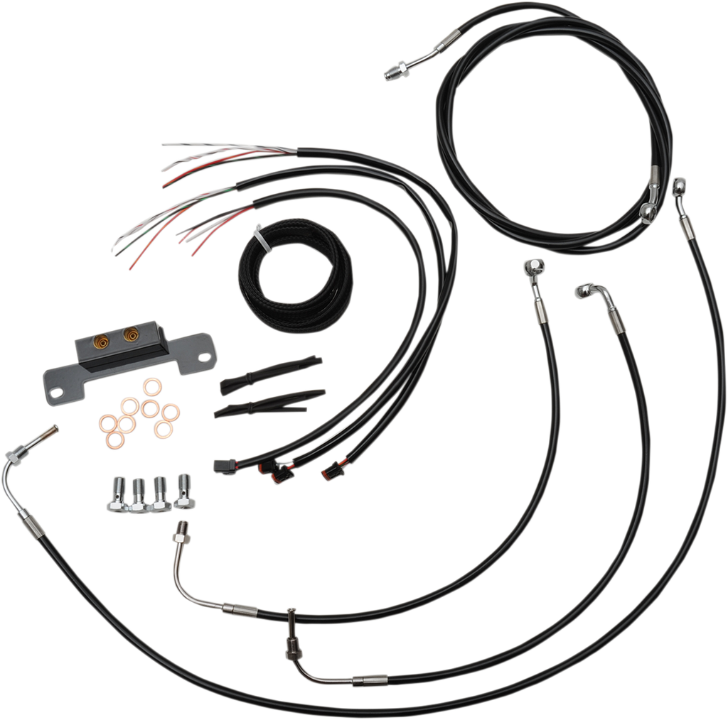 Complete Black Vinyl Braided Handlebar Cable/Brake Line Kit - 0662-0214