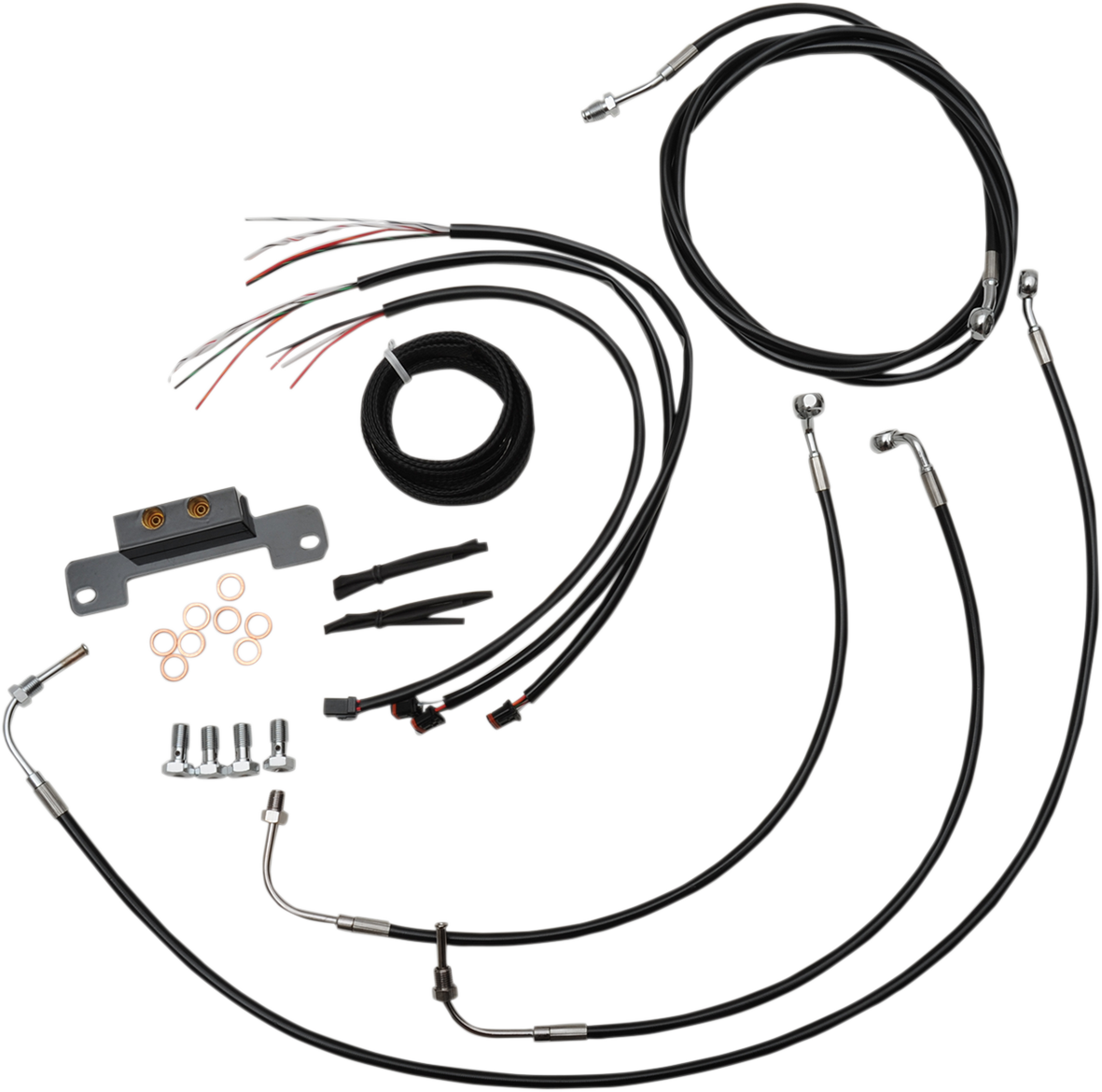 Complete Black Vinyl Braided Handlebar Cable/Brake Line Kit - 0662-0214