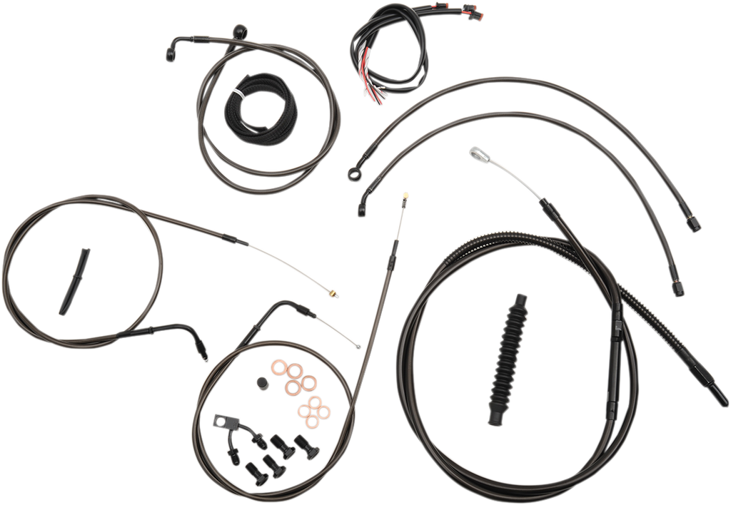 Complete Midnight Braided Handlebar Cable/Brake Line Kit — Standard - 0662-0393