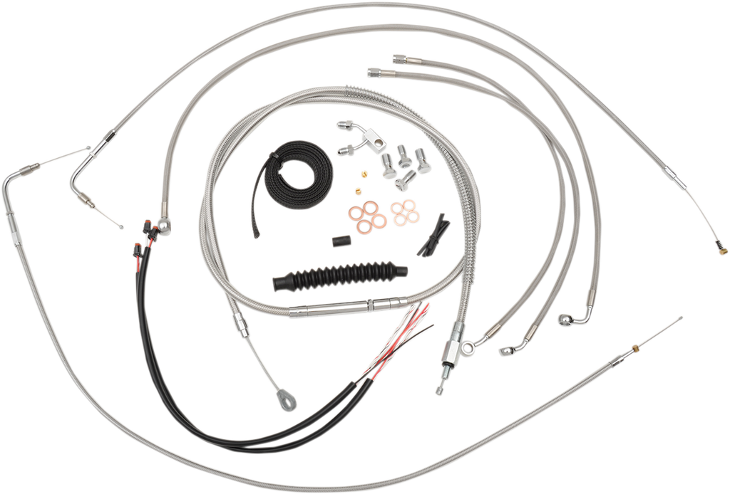 Complete Stainless Braided Handlebar Cable/Brake Line Kit — Cable Kit - 0662-0409