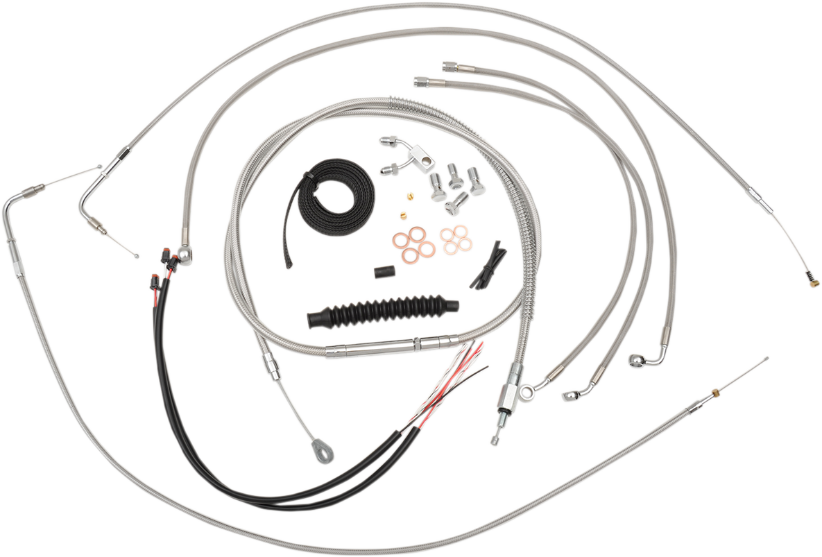 Complete Stainless Braided Handlebar Cable/Brake Line Kit — Cable Kit - 0662-0409