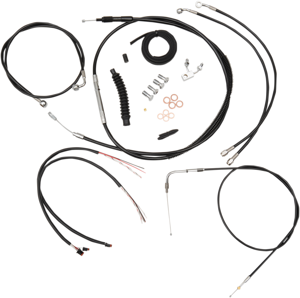 Complete Black Vinyl Braided Handlebar Cable/Brake Line Kit - 0662-0410