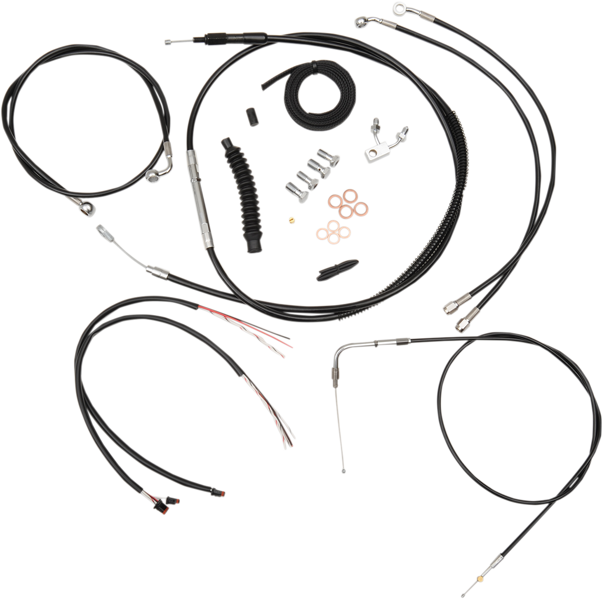 Complete Black Vinyl Braided Handlebar Cable/Brake Line Kit - 0662-0410