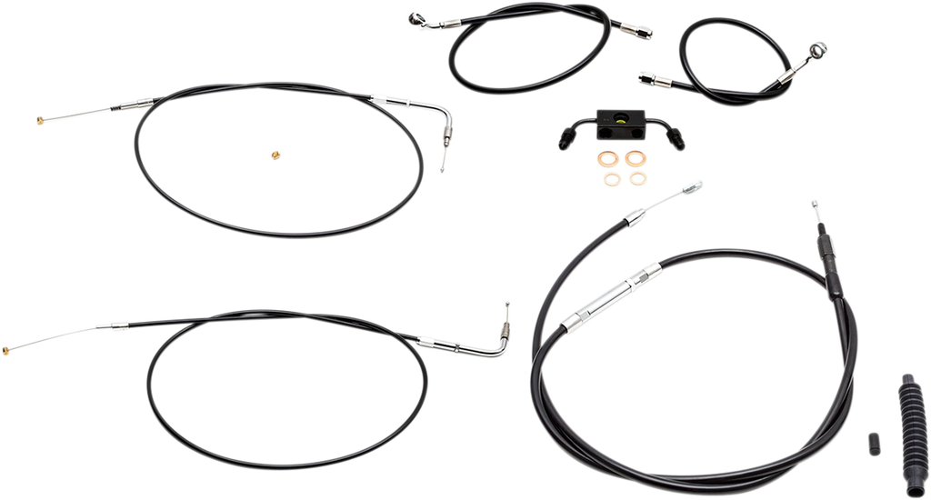 Standard Black Vinyl Handlebar Cable/Brake Line Kit — Ape Hanger - 0662-0437