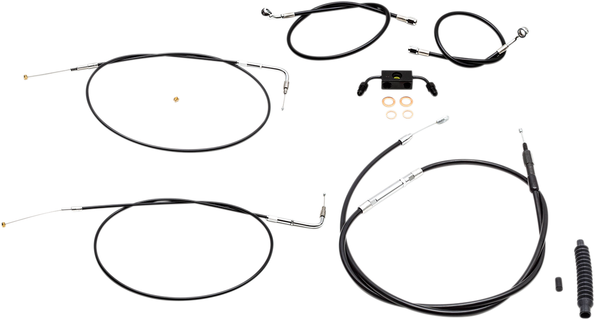 Standard Black Vinyl Handlebar Cable/Brake Line Kit — Ape Hanger - 0662-0437