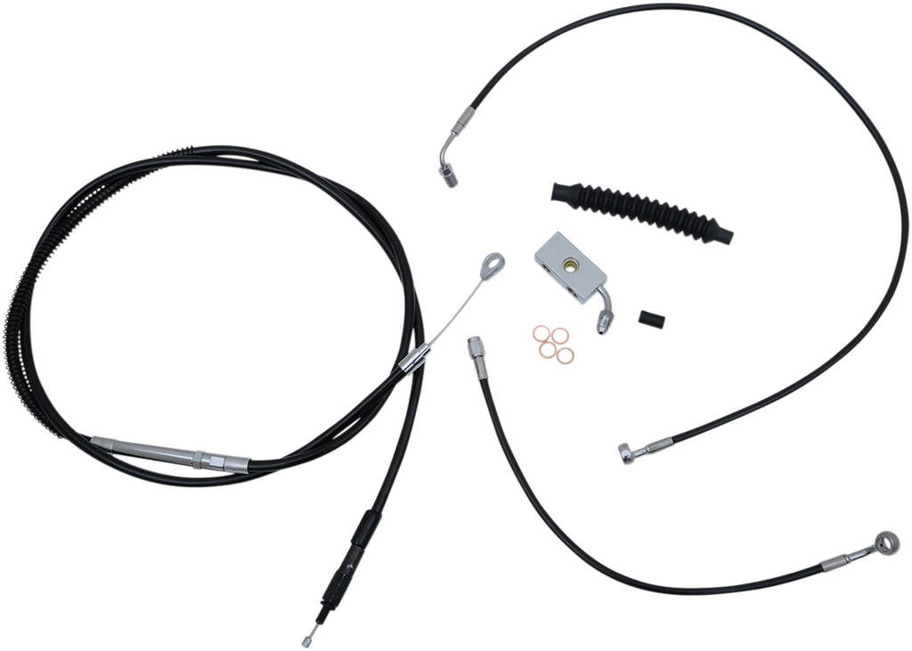 Complete Black Vinyl Braided Handlebar Cable/Brake Line Kit - 0662-0483