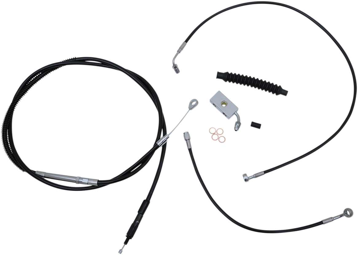Complete Black Vinyl Braided Handlebar Cable/Brake Line Kit - 0662-0483