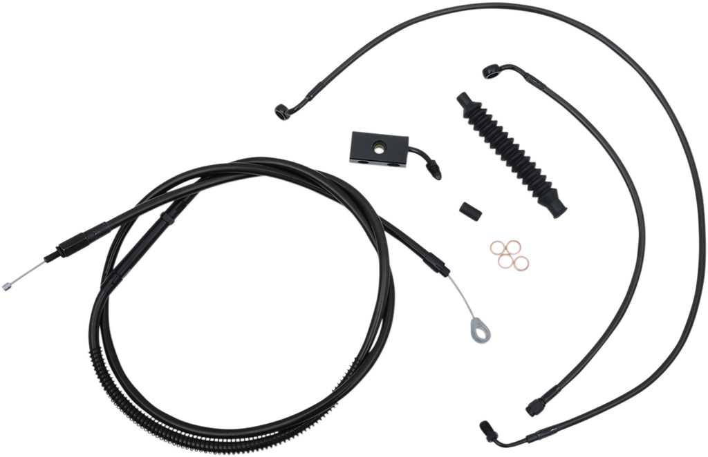 Standard Midnight Braided Handlebar Cable/Brake Line Kit — Ape Hanger - 0662-0484