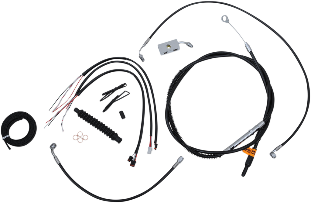 Complete Black Vinyl Braided Handlebar Cable/Brake Line Kit - 0662-0495