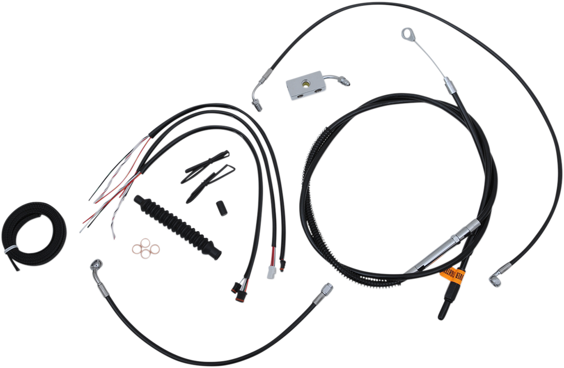Complete Black Vinyl Braided Handlebar Cable/Brake Line Kit - 0662-0495