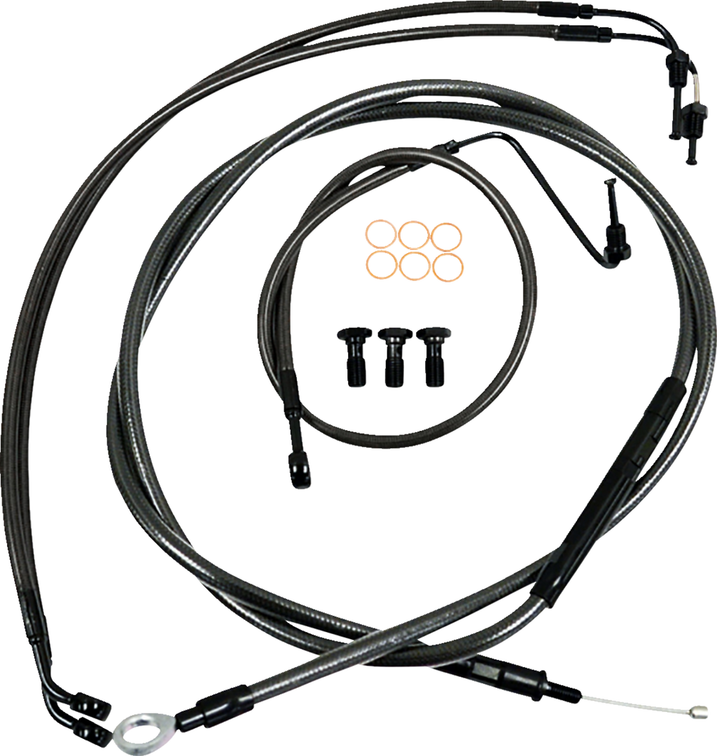 Standard Midnight Braided Handlebar Cable/Brake Line Kit — Ape Hanger - 0662-0833