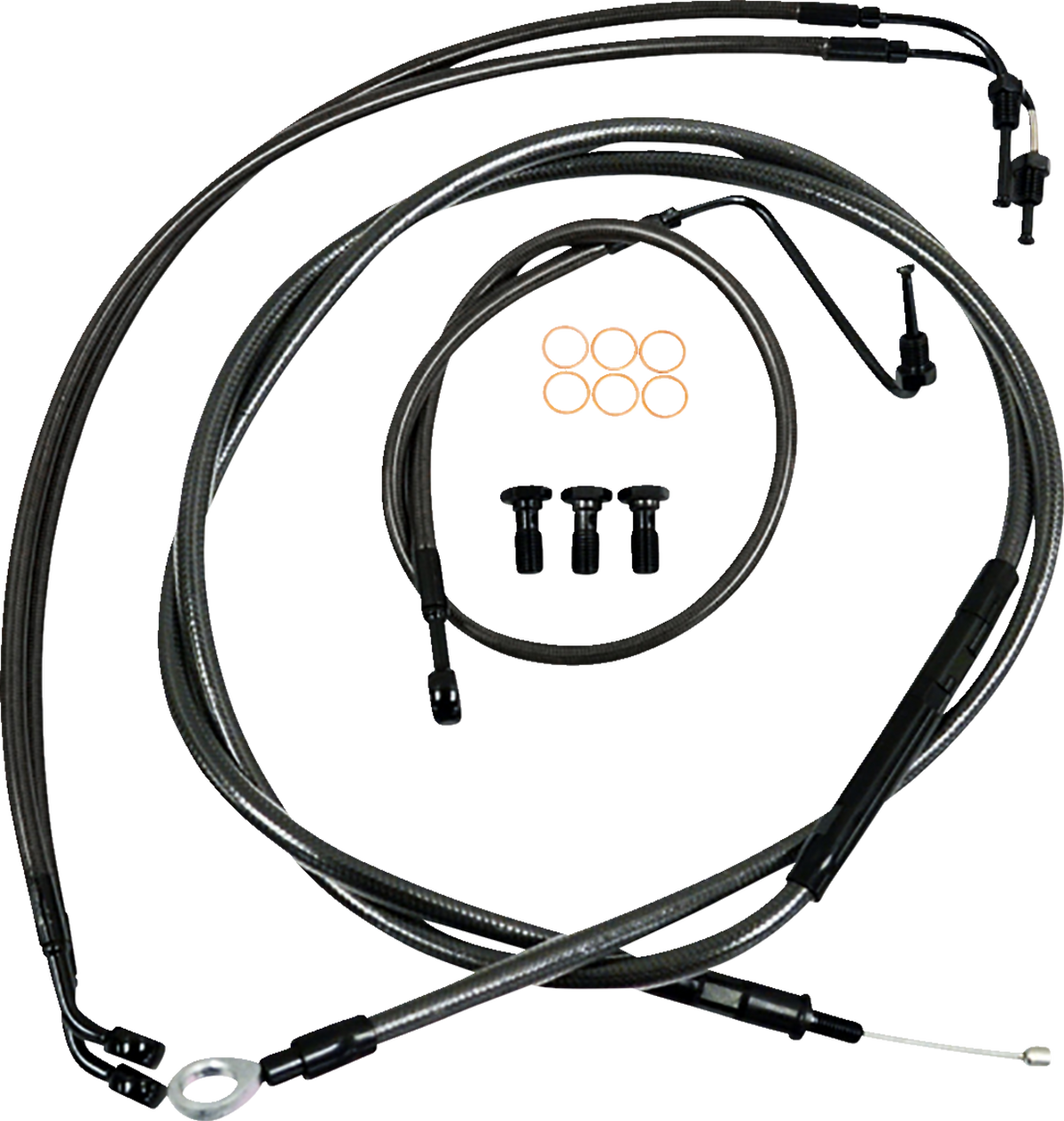 Standard Midnight Braided Handlebar Cable/Brake Line Kit — Ape Hanger - 0662-0833