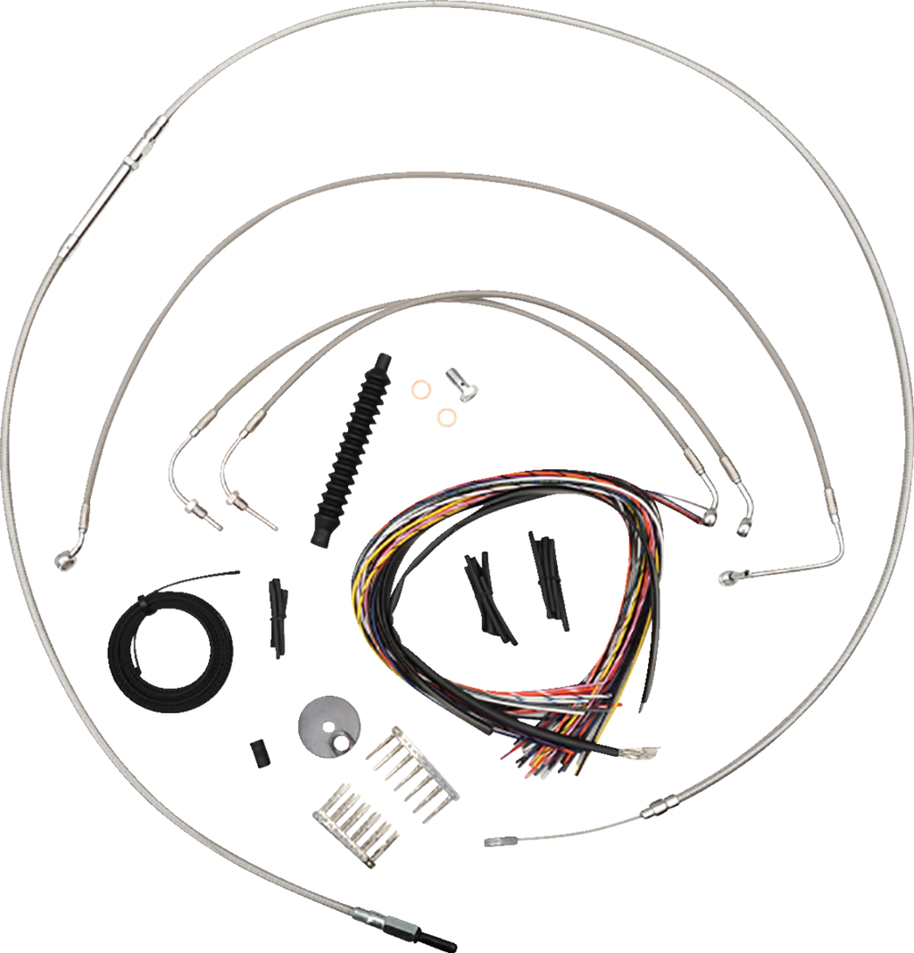 Complete Stainless Braided Handlebar Cable/Brake Line Kit — Cable Kit - 0662-0840