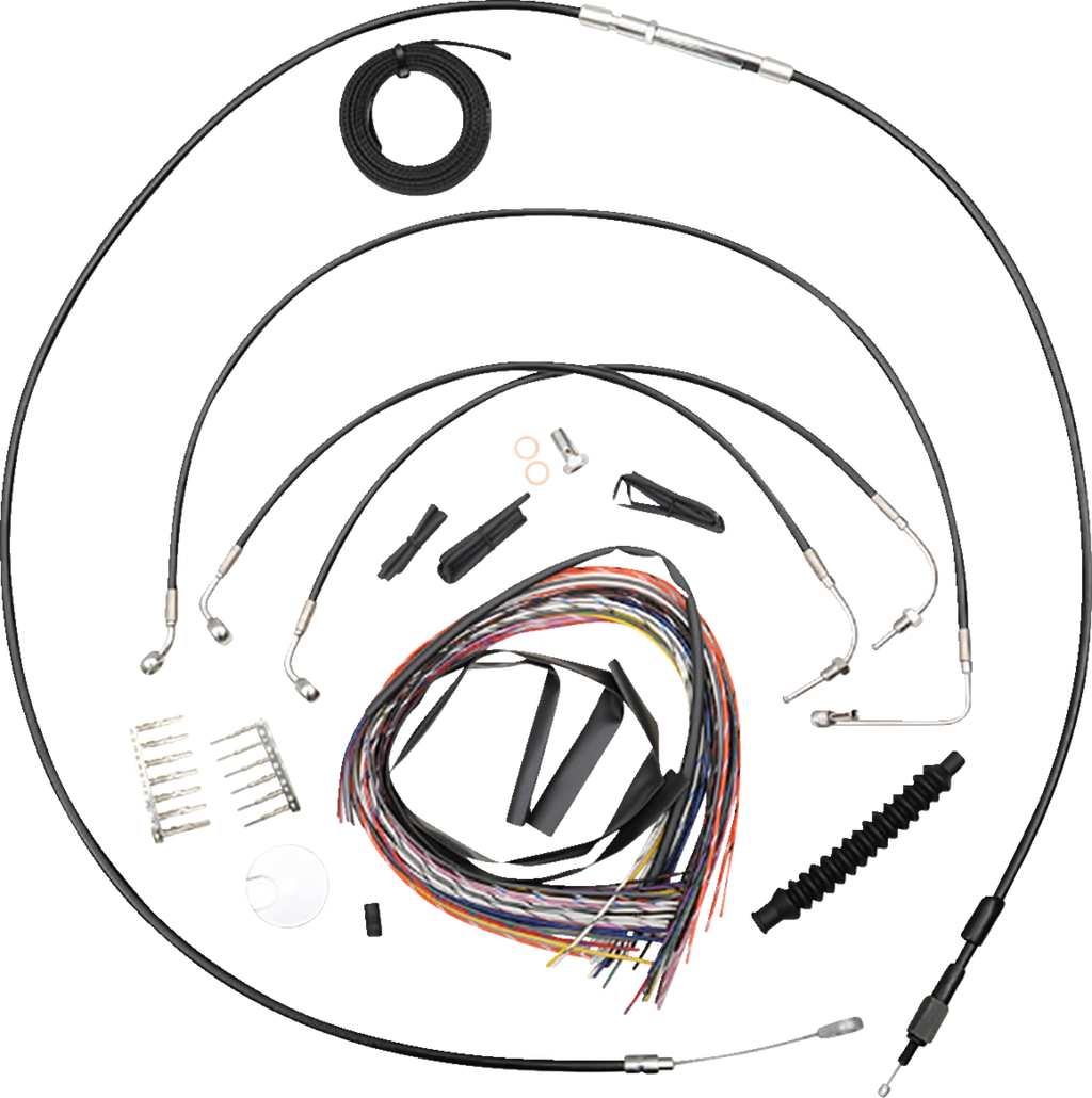 Complete Black Vinyl Braided Handlebar Cable/Brake Line Kit - 0662-0841