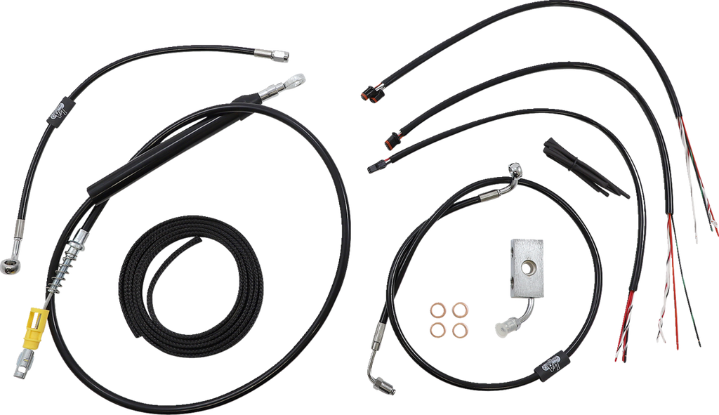 Complete Black Vinyl Braided Handlebar Cable/Brake Line Kit - 0662-0844