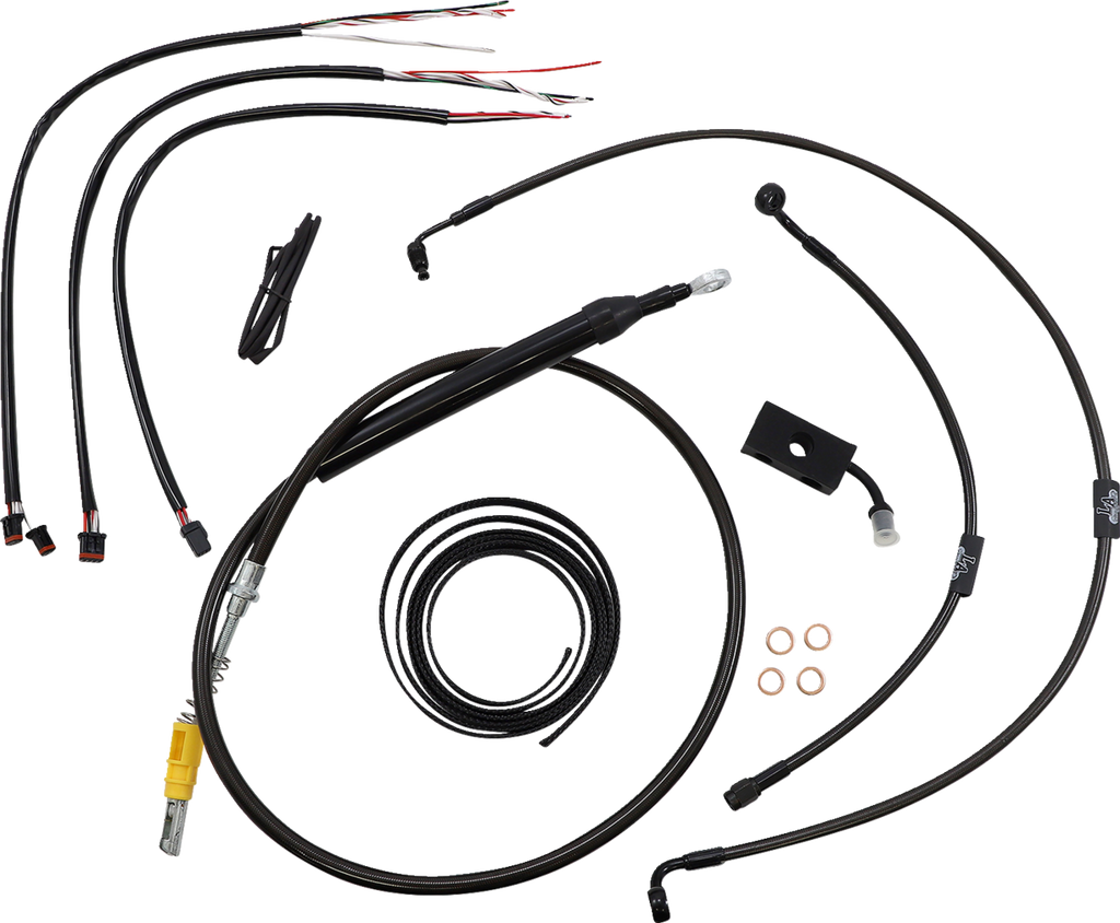 Complete Midnight Braided Handlebar Cable/Brake Line Kit — Standard - 0662-0845