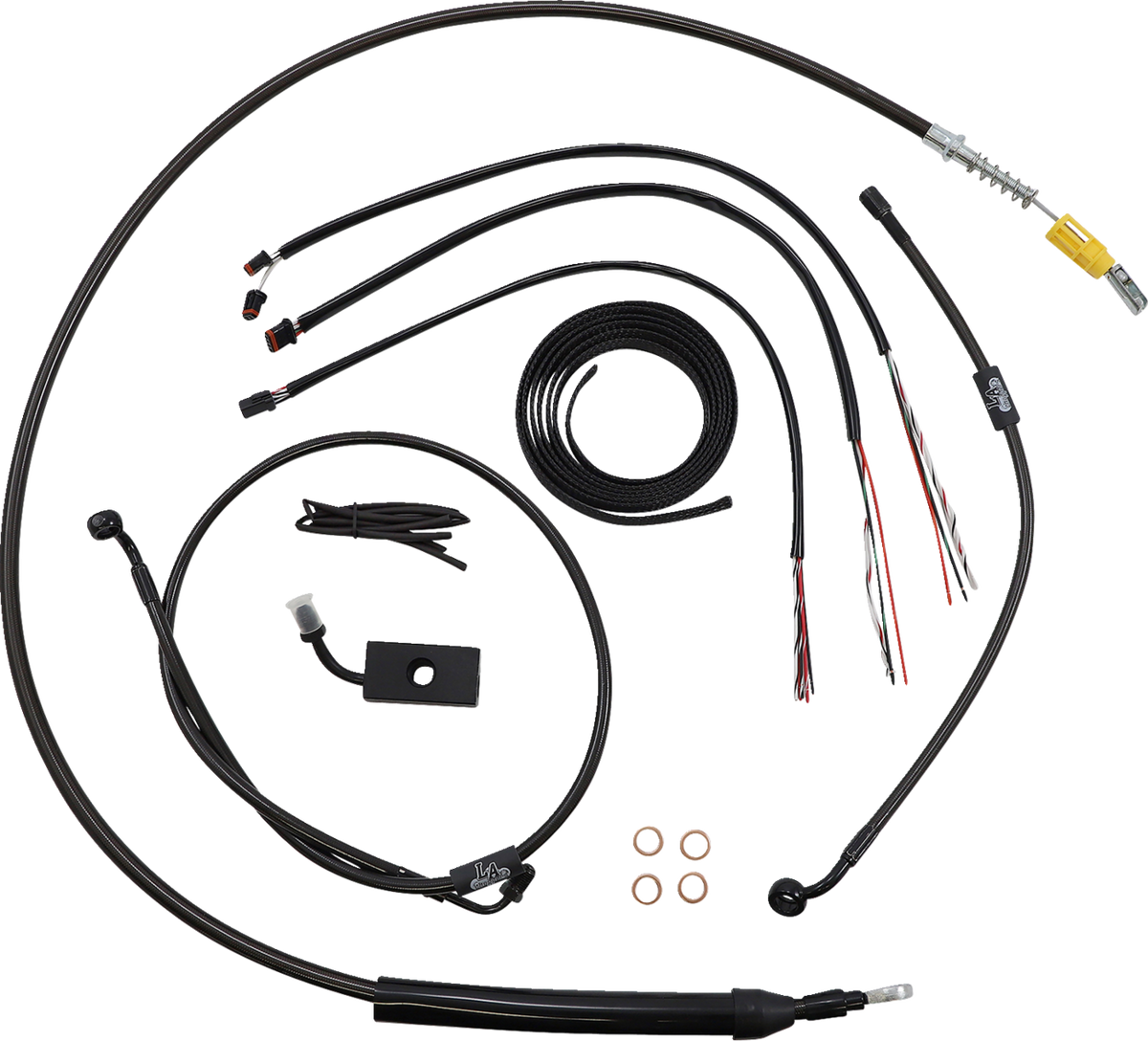 Complete Midnight Braided Handlebar Cable/Brake Line Kit — Standard - 0662-0848