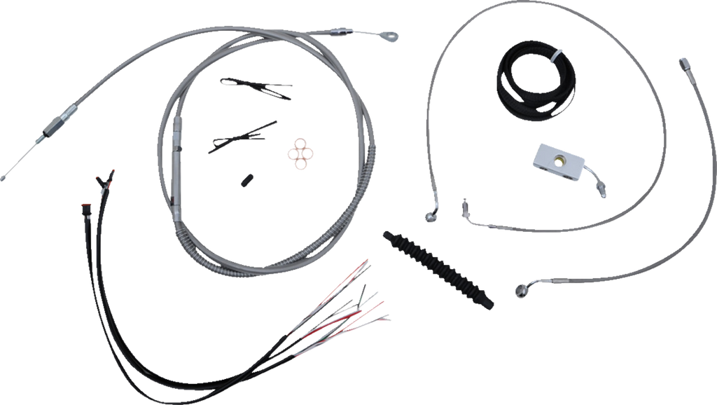 Complete Stainless Braided Handlebar Cable/Brake Line Kit — Cable Kit - 0662-0849