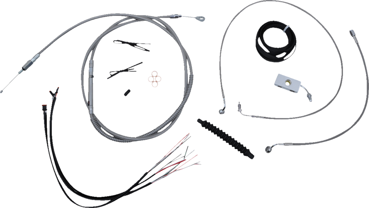Complete Stainless Braided Handlebar Cable/Brake Line Kit — Cable Kit - 0662-0849