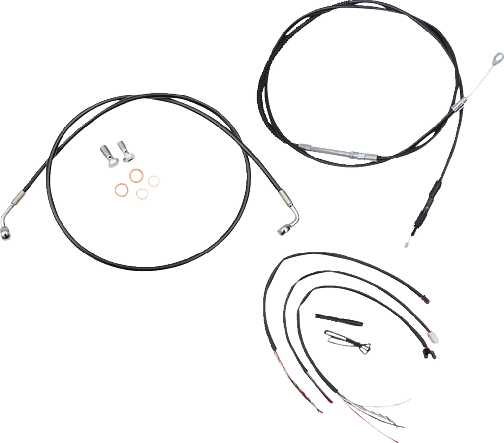 Complete Black Vinyl Braided Handlebar Cable/Brake Line Kit - 0662-0850