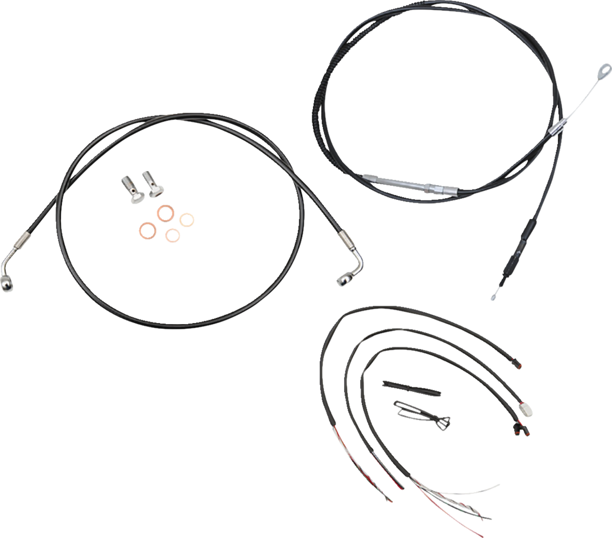 Complete Black Vinyl Braided Handlebar Cable/Brake Line Kit - 0662-0850