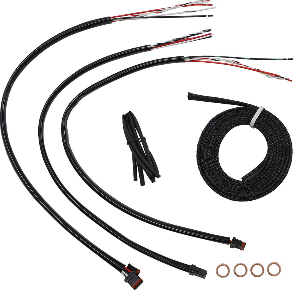 Complete Black Vinyl Braided Handlebar Cable/Brake Line Kit - 0662-0853