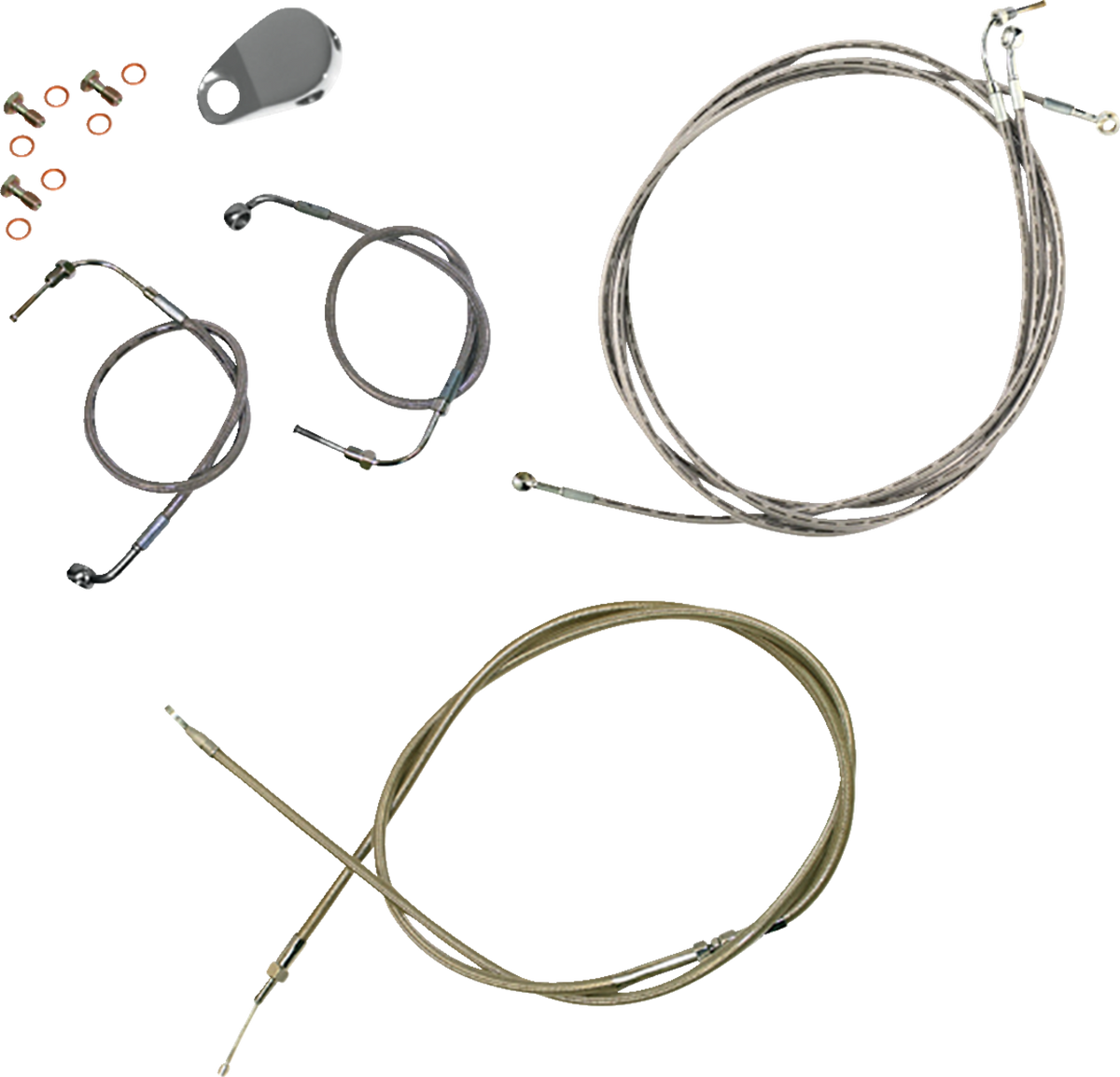 Standard Stainless Braided Handlebar Cable/Brake Line Kit - 0662-0858