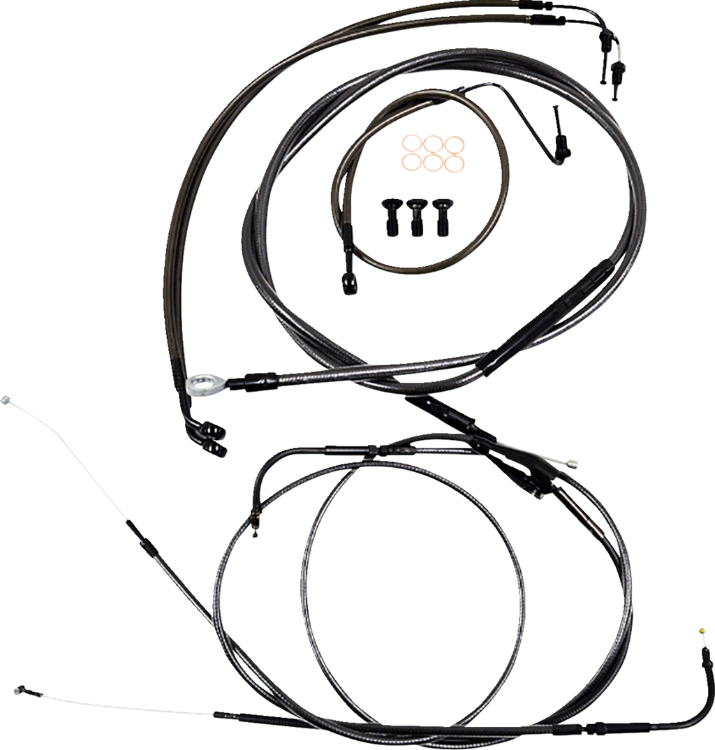 LA Choppers Standard Midnight Braided Handlebar Cable/Brake Line Kit — Mini/Ape Hanger — 0662-0860