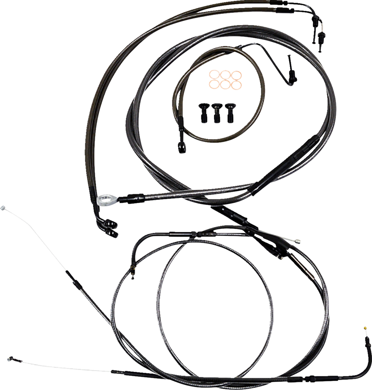 LA Choppers Standard Midnight Braided Handlebar Cable/Brake Line Kit — Mini/Ape Hanger — 0662-0860