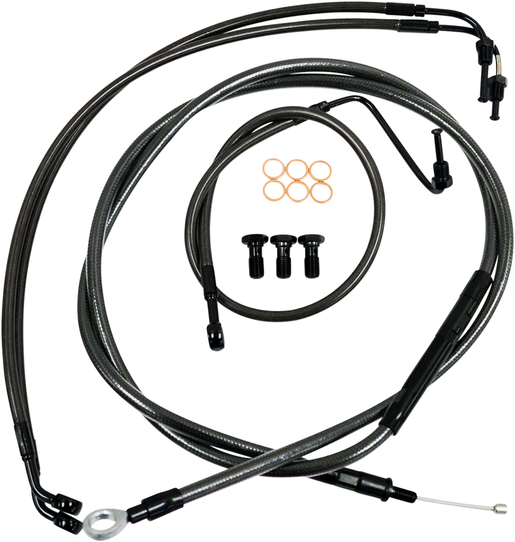 LA Choppers Standard Midnight Braided Handlebar Cable/Brake Line Kit — Mini/Ape Hanger