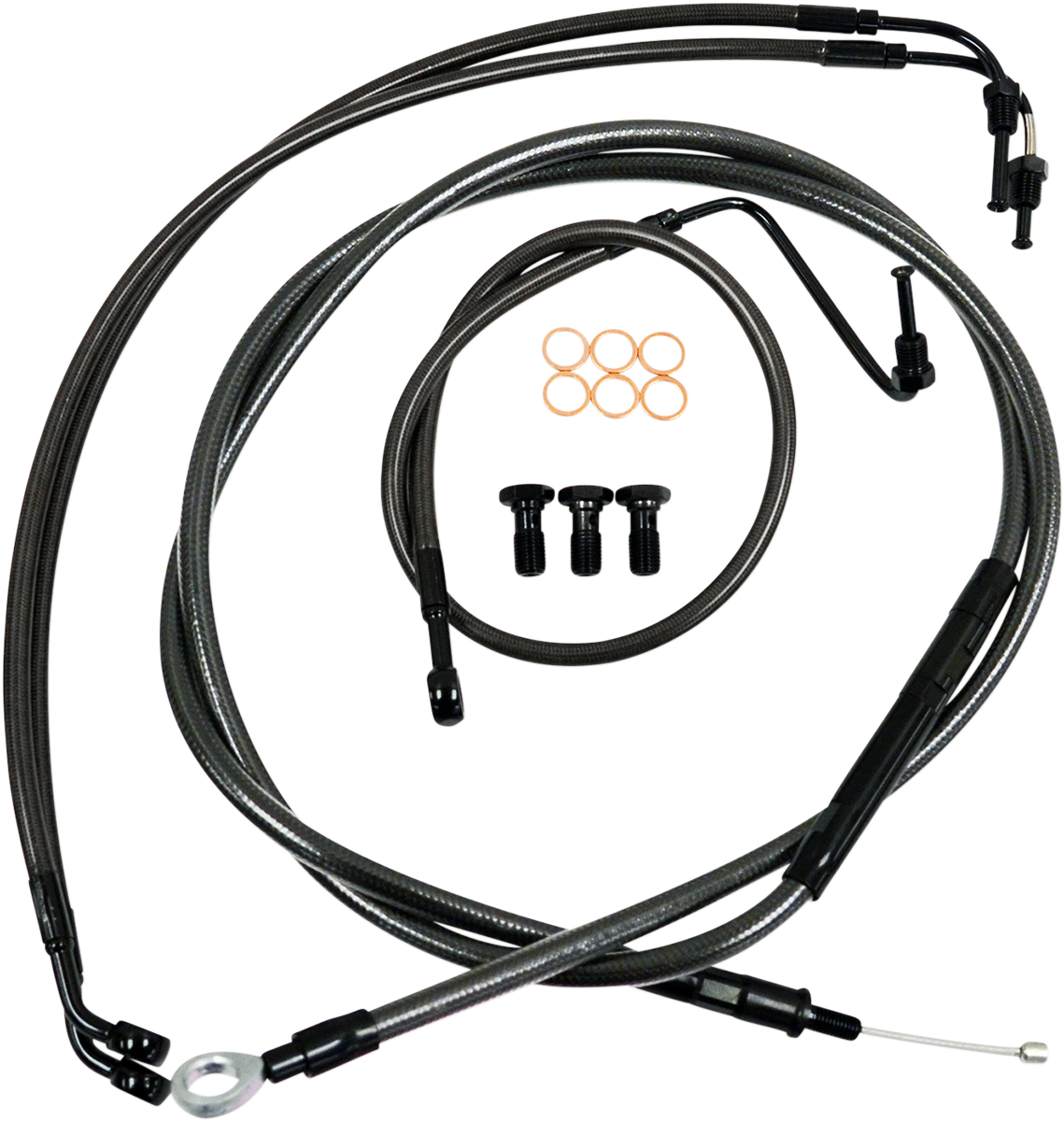 LA Choppers Standard Midnight Braided Handlebar Cable/Brake Line Kit — Mini/Ape Hanger
