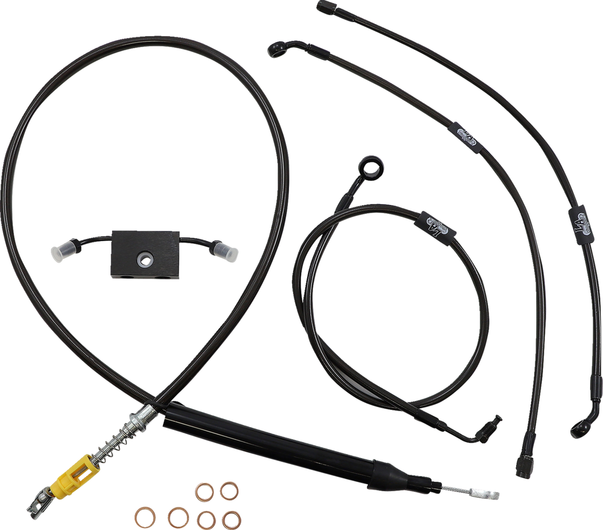 Standard Midnight Braided Handlebar Cable/Brake Line Kit — Ape Hanger - 0662-0863