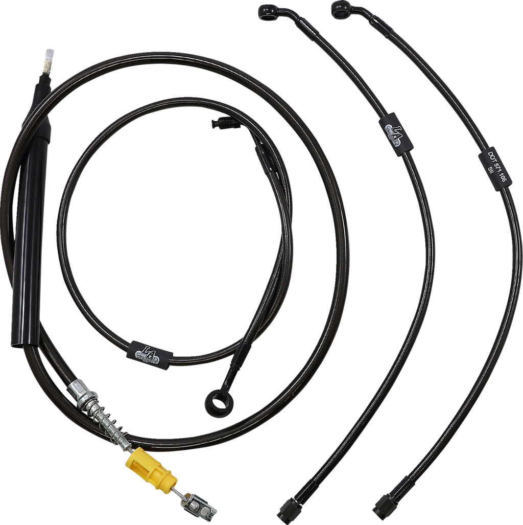Standard Midnight Braided Handlebar Cable/Brake Line Kit — Ape Hanger - 0662-0866