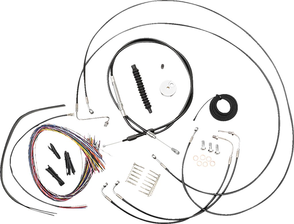 Complete Black Vinyl Braided Handlebar Cable/Brake Line Kit - 0662-0871