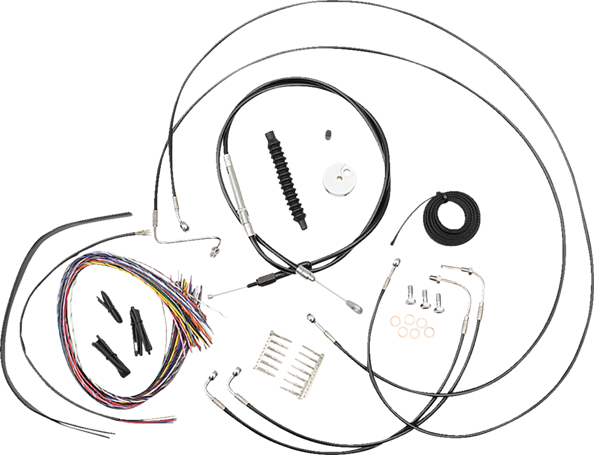 Complete Black Vinyl Braided Handlebar Cable/Brake Line Kit - 0662-0871