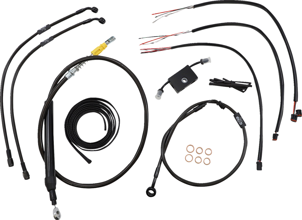 Complete Midnight Braided Handlebar Cable/Brake Line Kit — Standard - 0662-0875