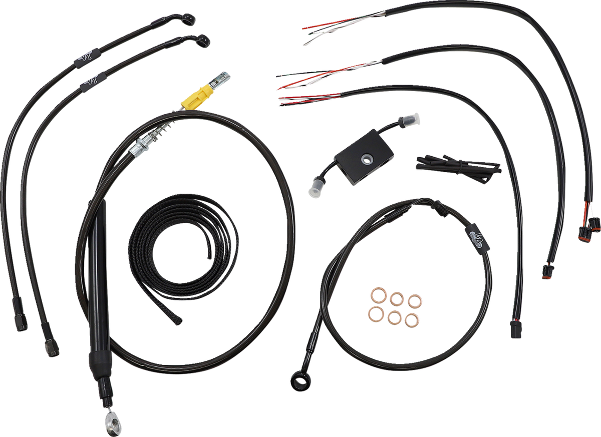 Complete Midnight Braided Handlebar Cable/Brake Line Kit — Standard - 0662-0875