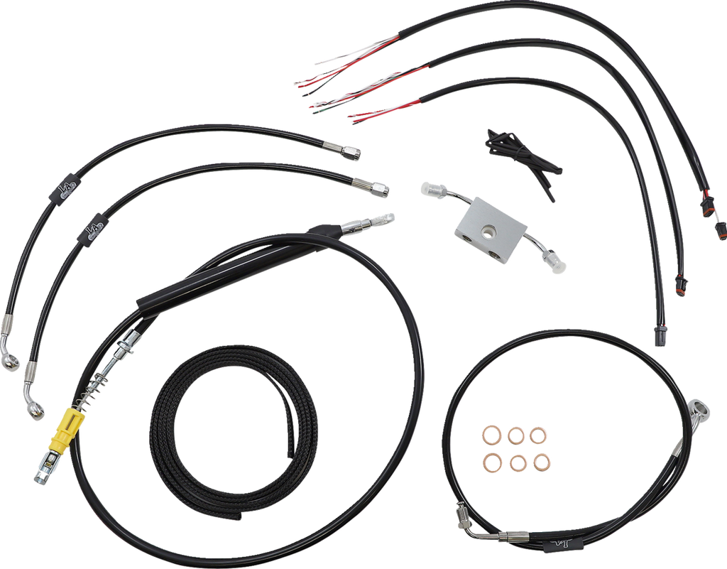 Complete Black Vinyl Braided Handlebar Cable/Brake Line Kit - 0662-0877