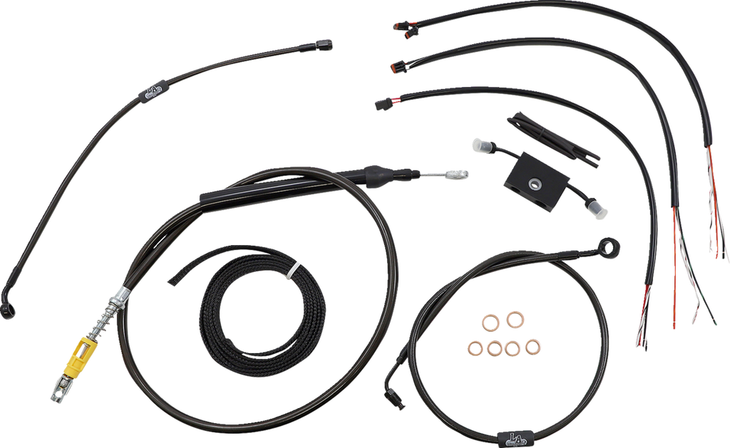 Complete Midnight Braided Handlebar Cable/Brake Line Kit — Standard - 0662-0878