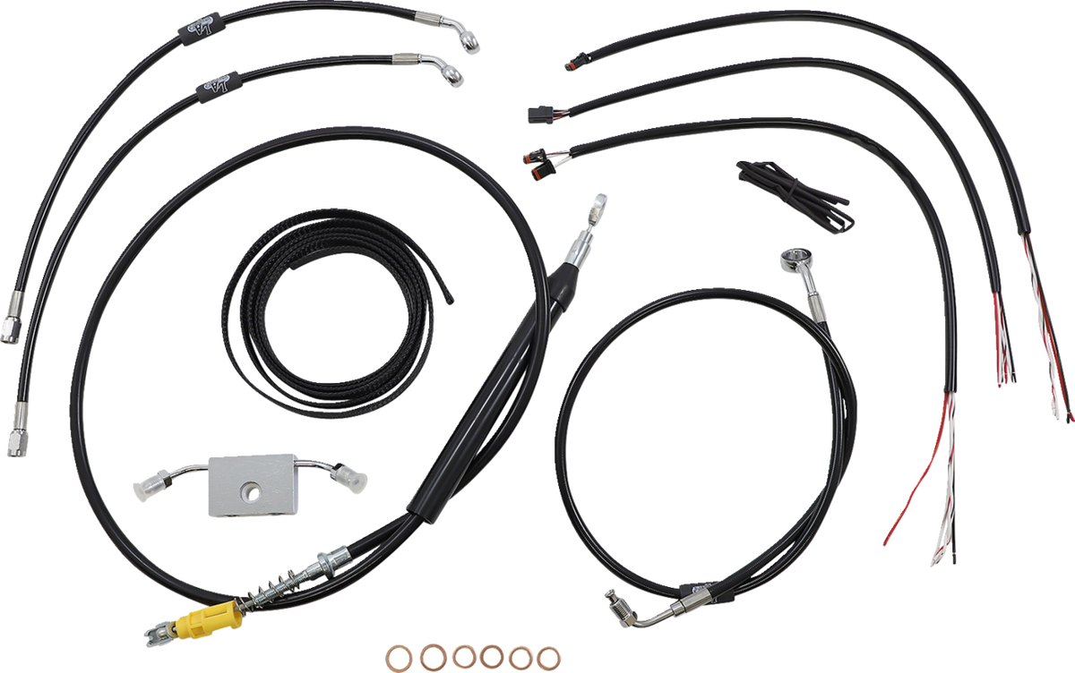 Complete Black Vinyl Braided Handlebar Cable/Brake Line Kit - 0662-0880