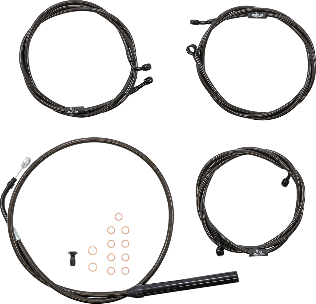 Standard Midnight Braided Handlebar Cable/Brake Line Kit — Ape Hanger - 0662-0887