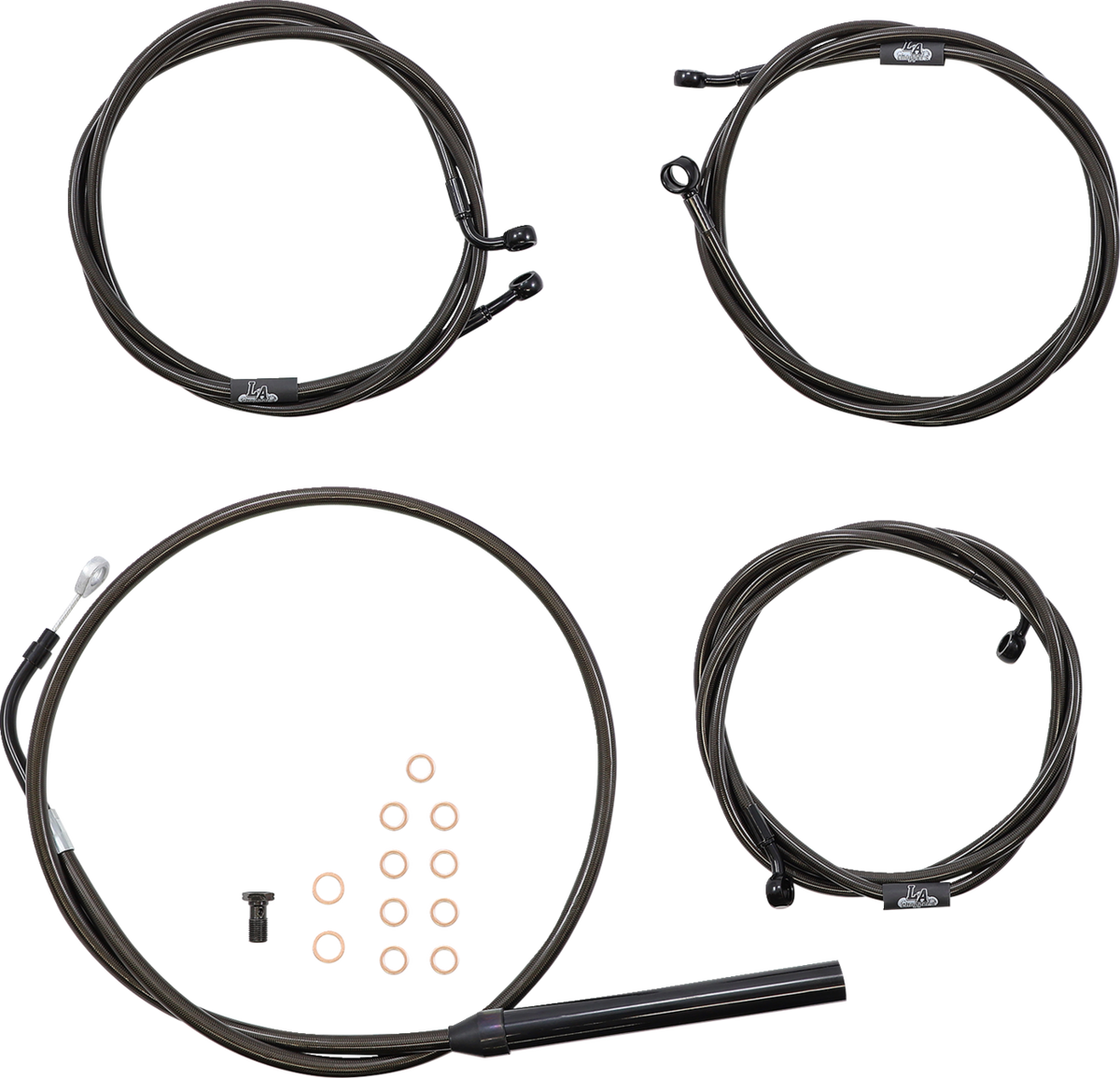 Standard Midnight Braided Handlebar Cable/Brake Line Kit — Ape Hanger - 0662-0887