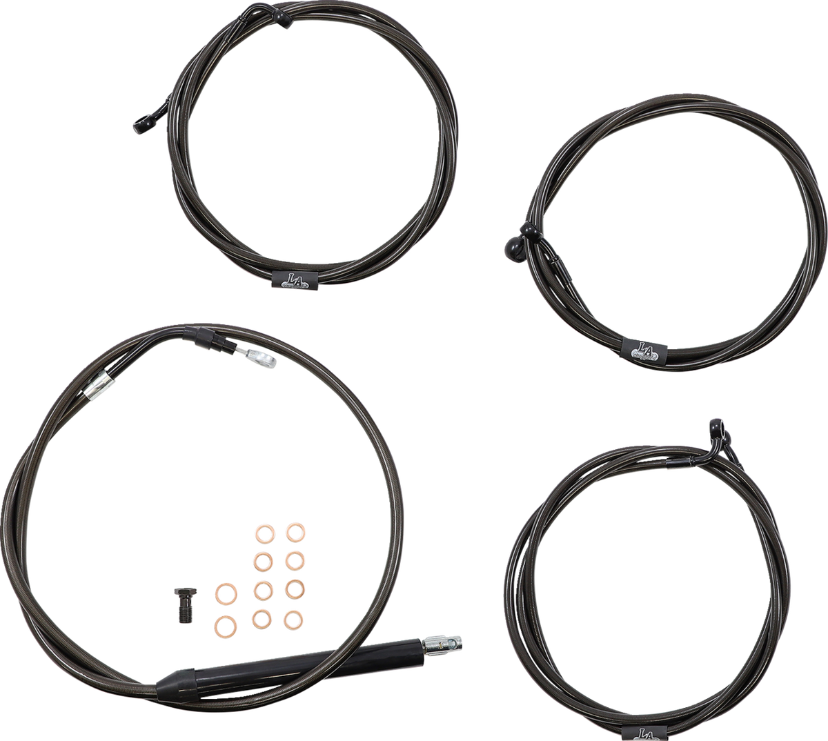 Standard Midnight Braided Handlebar Cable/Brake Line Kit — Ape Hanger - 0662-0890