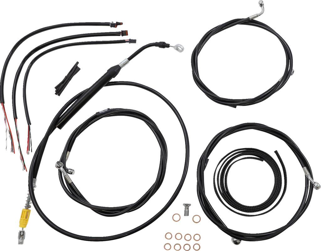 Complete Black Vinyl Braided Handlebar Cable/Brake Line Kit - 0662-0904