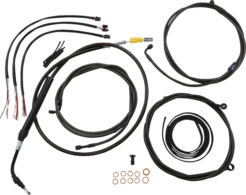Complete Midnight Braided Handlebar Cable/Brake Line Kit — Standard - 0662-0905
