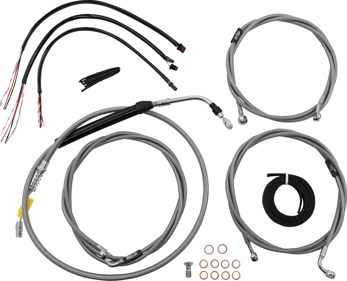 Complete Stainless Braided Handlebar Cable/Brake Line Kit — Cable Kit - 0662-1108