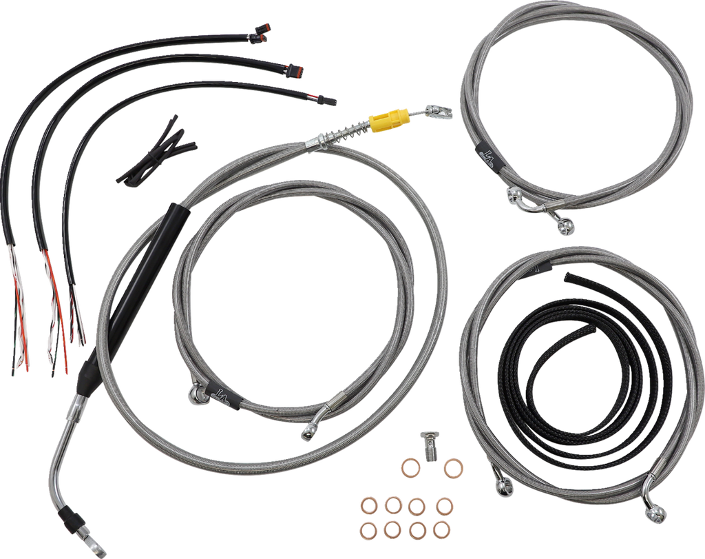 Complete Stainless Braided Handlebar Cable/Brake Line Kit — Cable Kit - 0662-1111