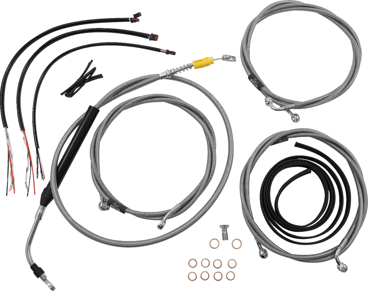 Complete Stainless Braided Handlebar Cable/Brake Line Kit — Cable Kit - 0662-1111