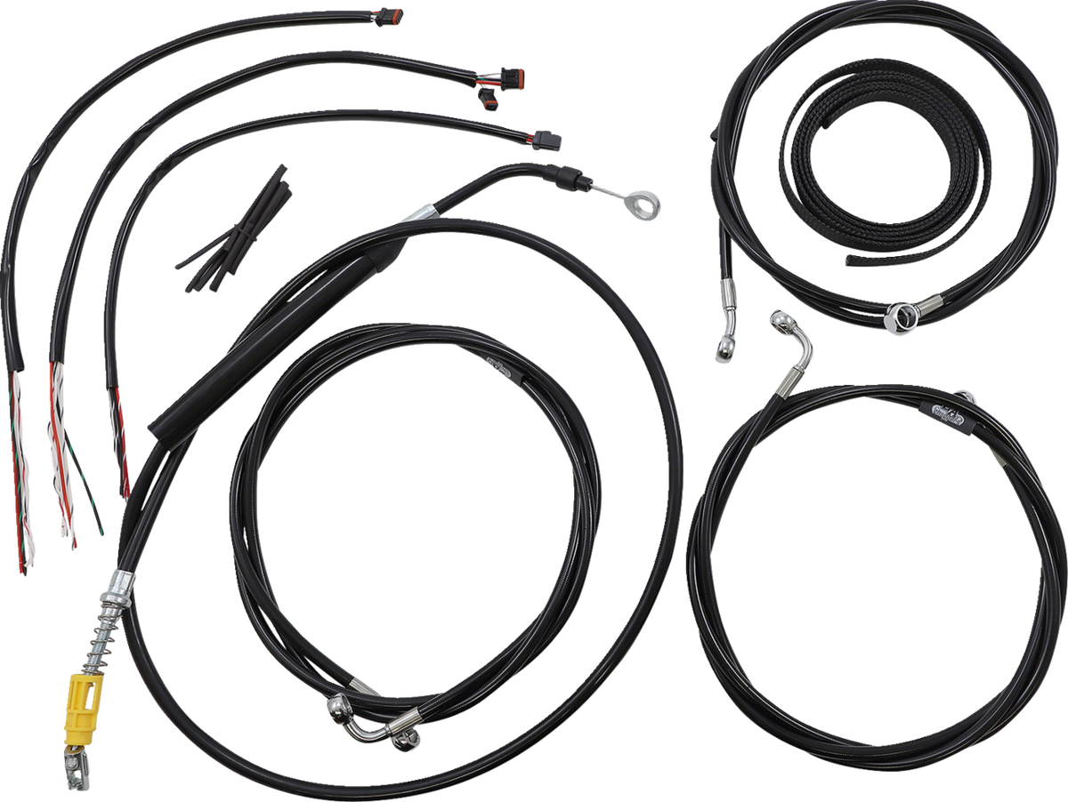 Complete Black Vinyl Braided Handlebar Cable/Brake Line Kit - 0662-1112