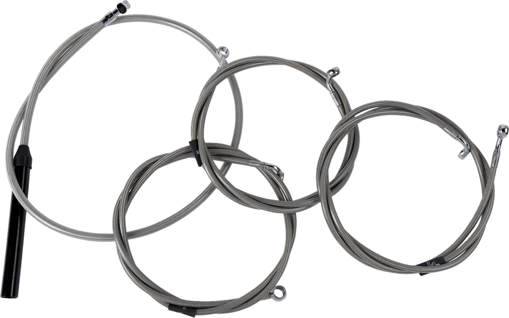 Complete Stainless Braided Handlebar Cable/Brake Line Kit — Cable Kit - 0662-1174